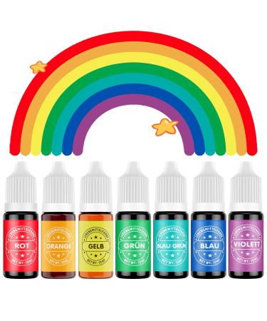 Waysroma Colorant Alimentaire 7x12ml Hautement Concentr & Sans Sucre Colorant Alimentaire Liquide pour P tisserie G teaux Macarons Fondants P ques Biscuits Beignets (Arc-en-ciel) 12 ml (Lot de 7) 84.0