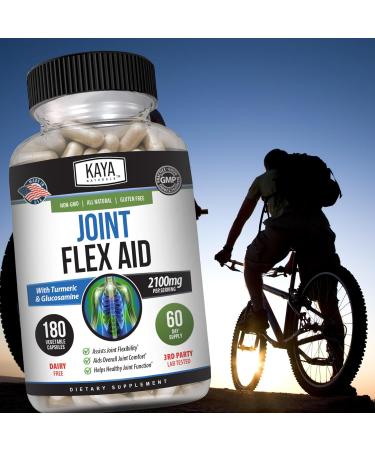 Kaya Naturals Flex Aid - Mobility Support Supplement for Men and Women - Turmeric Capsules with Glucosamine Sulfate Boswellia Serrata and MSM - for Knee Support and Mobility Health - 180 Count 180 Count (Pack of 1) - Buy Online on GoSupps.com