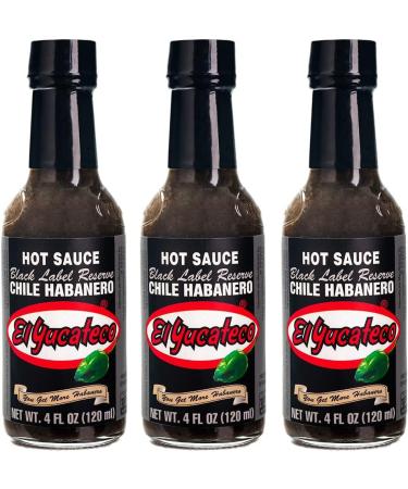 El Yucateco Habanero Black Label Reserve 120ml (Pack 3) / Mexican Habanero Hot Sauce Smoky Spicy & Sweet Salsa Dip for Tacos Mexican Food - Buy Online on GoSupps.com