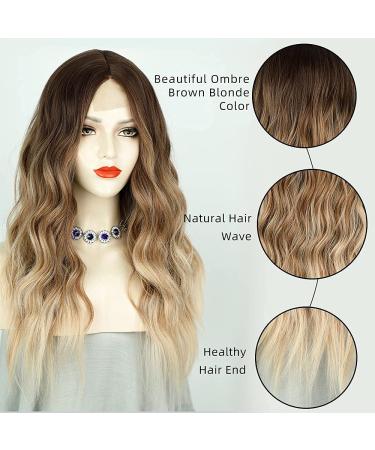 Natural Ombre Brown Wavy Wig for Women - Heat Resistant Synthetic Curly Hair - Buy Online on GoSupps.com