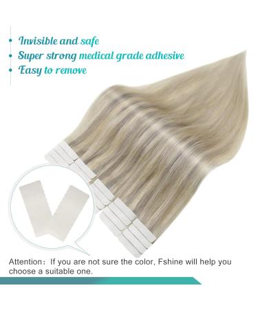 FSHINE Tape-in Hair Extensions | Real Blond 45cm 50g | Gray Blonde & Platinum Highlight | Remy Straight Extensions | 20 Pieces #19AP60 - Buy Online on GoSupps.com