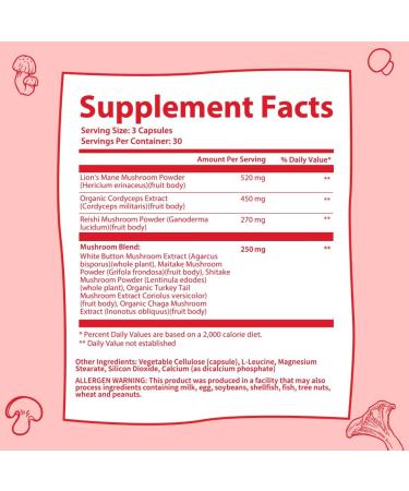GOBIOTIX Focus Mushroom Supplement - Brain Booster Pills with Lions Mane, Cordyceps, Reishi, Chaga, Maitake - Nootropic for Memory, Energy, Immune Support - 90 Capsules - Buy Online on GoSupps.com