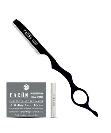 Facn Professional Hair Styling Thinning Texturizing Cutting Faether Razor + 10 Replacement Blades