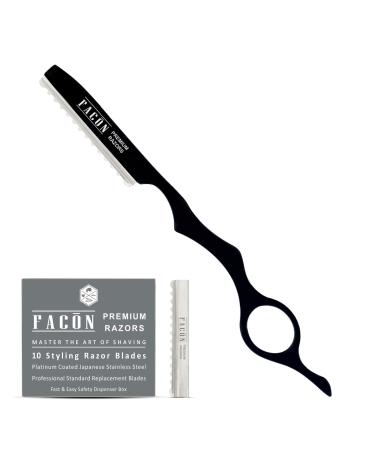 Facn Professional Hair Styling Thinning Texturizing Cutting Faether Razor + 10 Replacement Blades - Buy Online on GoSupps.com