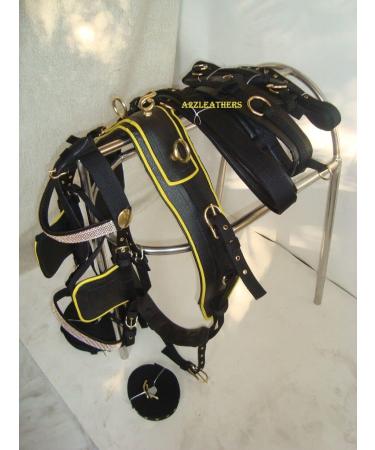 SHOWMEN CRAFT Black Synthetic Nylon Horse Harness with Yellow Piepin for Shetland - International Shipping Available - Buy Online on GoSupps.com