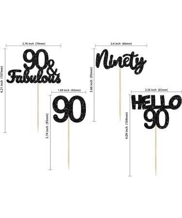 Gyufise 24Pcs 90th Birthday Cupcake Toppers Hello 90 Cake Toppers Ninety 90 and Fabulous Cupcake Picks 90th Birthday Cake Decorations Supplies Black Black 90 - Buy Online on GoSupps.com
