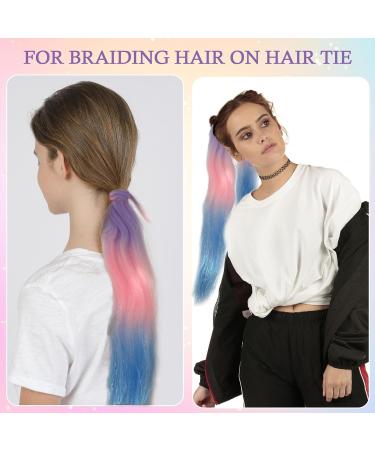 EUPSIIU 24 inch Ponytail Braiding Hair Rainbow Ponytail Extensions Colorful Braid Hair Extension Jumbo Braids Hair Extension Mermaid Pony Tail Fashion Synthetic Wig for Girl Women (Multicolor) - Buy Online on GoSupps.com