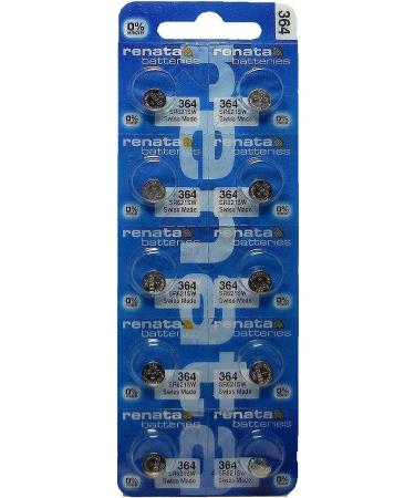 10 Pack 364 Renata Silver Oxide 0% Mercury Electronic Batteries SR621SW