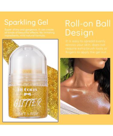  Jiounie Roll-on - Glitter Body Gel - Mermaid - Glitter - For Face - 25 ml (08 Gold) - Buy Online on GoSupps.com