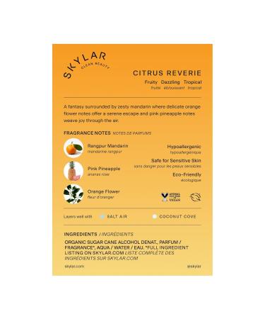 Skylar New Citrus Reverie Eau de Parfum-Hypoallergenic Clean Perfume for Women & Men Vegan Safe for Sensitive Skin-Fruity Floral Scents Madarin Orange Pinapple-50mL /1.70 Fl Oz - Buy Online on GoSupps.com