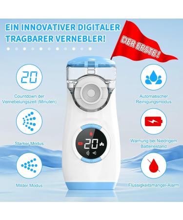 Wholede Digital Inhalation Device for Kids & Adults | Quiet Portable Nebulizer with Countdown Timer 2 Masks & Mouthpiece - Buy Online on GoSupps.com