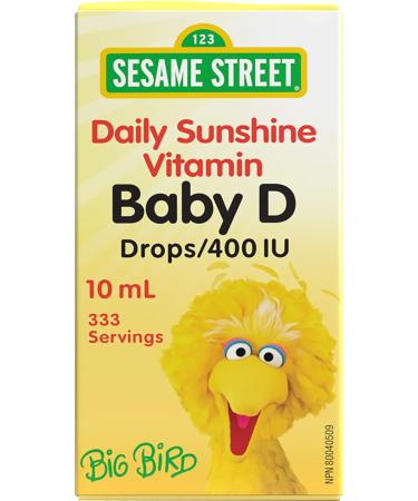 Sesame Street Daily Sunshine Vitamin Baby D3 Drops by Webber Naturals 333 Servings Unflavoured 400 IU of Vitamin D per Drop - Buy Online on GoSupps.com