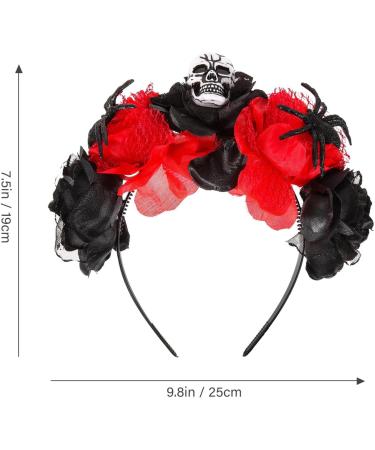 FRCOLOR Halloween Headband Day of The Dead Flower Headpiece dia de los muertos Rose Crown Rose Halloween Hair Hoop Gothic Flower Headband (Black Red) - Buy Online on GoSupps.com