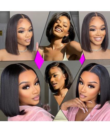12 Human Hair Lace Front Bob Wig for Black Women | Pre Plucked, 150% Density, Straight Short Bob Wig with Ear to Ear Lace Frontal - Buy Online on GoSupps.com