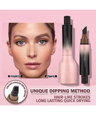 Liquid Eyebrow Brush Angled Brush & Dip Liquid Eyebrow Gel Long Lasting Waterproof Brow Pen Eyebrow Brush with Color Multifunction Square Brush for Natural Brow (#04 1) #04 1 ml (Pack of 5) - Buy Online on GoSupps.com