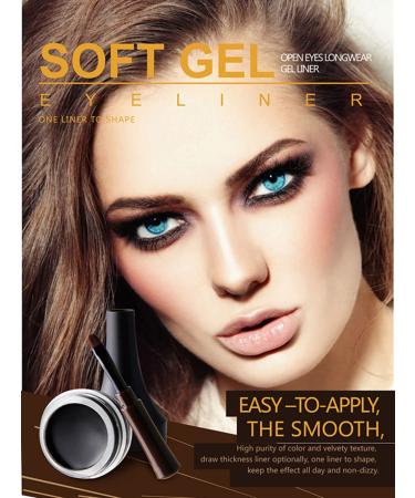 Go Ho Matte Black Gel Eyeliner - Water-proof, Smudge-proof, Long Lasting Cream Eyeliner with Brush - 1Black - Buy Online on GoSupps.com