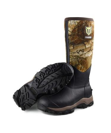 TIDEWE Hunting Boot for Men Insulated Waterproof Durable 16 Mens Hunting Boot 6mm Neoprene and Rubber Outdoor Boot Realtree Edge Camo (400g Insulated  Standard) 11 400g Insulated
