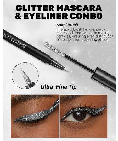  Lestpola Glitter Pink Mascara and Eyeliner Set Diamond Shimmer Length and Volume Ultra Fine Metallic Glitter Liquid Eyeliner Waterproof Durable Highly Pigmented Eye Makeup for - Buy Online on GoSupps.com
