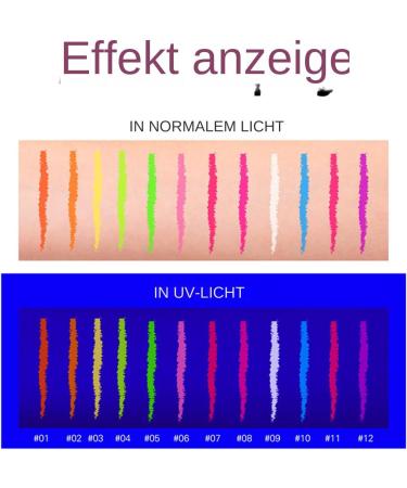 Zuasdvnk Set of 12 colored eyeliners fluorescent UV liquid eyeliner waterproof quick-drying long-lasting highly pigmented for music festivals - Buy Online on GoSupps.com