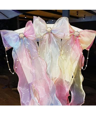 Hair Clips Cute colorful chiffon bow ribbon hairpin sweet hair accessories headband hairpin Blue Hair Clips (Size : 5) - Buy Online on GoSupps.com