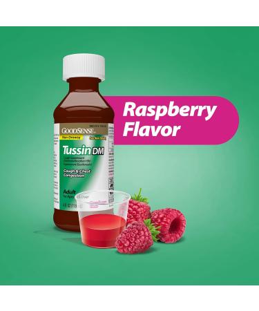 GoodSense Tussin Cough Syrup: DM Cough & Chest Congestion Relief - Raspberry Flavor 4 Fl Oz - Buy Online on GoSupps.com