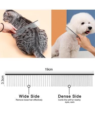 JdXun Pet Comb Set - 2 Stainless Steel Dog & Cat Brushes for Knot Removal | Rounded Teeth Pet Grooming Tools (19 x 3.3cm) - Buy Online on GoSupps.com