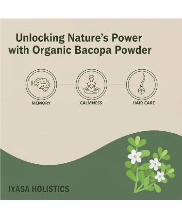 Organic Bacopa Powder (Brahmi Leaf) Certified organic Ayurveda Superfood Hair and brain tonic Resealable Pouch of 8 oz - Buy Online on GoSupps.com