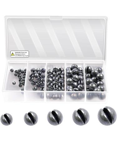 LUSHAZER Fishing Weights Sinkers Kit  100pcs Round Split Shot Sinker  Fishing Weights Egg Sinkers 5 Sizes  7/1000 oz  17/1000 oz  7/200 oz  1/20 oz  7/100 oz  Plastic Box Pack 3.8 x 1.9 x 0.7 inch Single Open - Buy Online on GoSupps.com