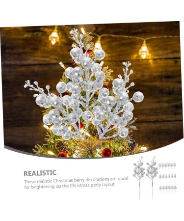 DECHOUS 20pcs Christmas Imitation Berries Christmas Decorations Wreath Flower Garland Tree Branches for Decoration Simulation Berries Branch Fake Berry Christmas Tree Foam Artificial Fruit Silver 19X5X5CM - Buy Online on GoSupps.com