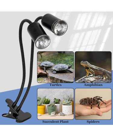 Ayuanb Reptile Heat Lamps Dual Head UVA UVB Heating Lamp with Cycle Timer Dimmable Basking Spot Lamp with Clip for Turtle Tortoise Lizard Snake Bearded Dragon and More 3 Bulbs(50W) Included - Buy Online on GoSupps.com