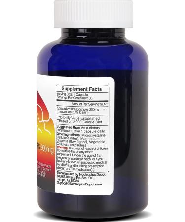 Nootropics Depot Horny Goat Weed Capsules 200mg | 30 Count | Minimum 50% Icariin | Epimedium brevicornum - Buy Online on GoSupps.com