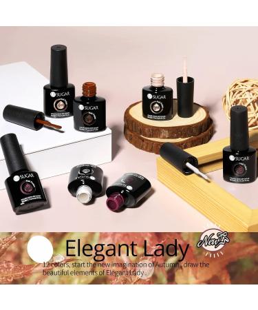 Buy Ur Sugar UV Nail Polish - 12 Colors Nude Pink Brown Glitter Gel Set for Nail Studios | Gift Box Manicure Set Perfect for Christmas - Buy Online on GoSupps.com