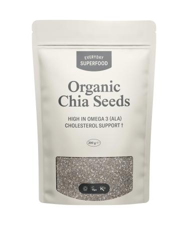Organic Chia Seeds 200g Raw Natural Black Chia Seeds Certified Organic Vegan Kosher Premium Chia Seeds 200 g (Pack of 1)