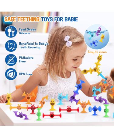 Suction Toys Kids Bath Toys 19pcs | Fun and Educational Sensory Toys for Kids 3-7 Years Old | Montessori Building Toys for Stress Relief and Travel - Buy Online on GoSupps.com