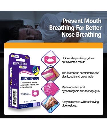 OKTAPE Adult Sleep Strips - 30 Pieces | Mouth Shape Anti-Suffocation Design | Stretchable Mouth Tape for Better Nose Breathing | Pink Adult - Buy Online on GoSupps.com