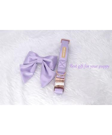 Unique Purple Silk Dog Collar with Bow | Durable XL Dog Collar for Weddings & Special Occasions - Buy Online on GoSupps.com