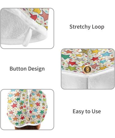 Buy Colorful Graffiti Star Pattern Dry Hair Cap | 2-Piece Quick Drying Towel Set with Button Headband | Super Absorbent & Comfortable - Buy Online on GoSupps.com