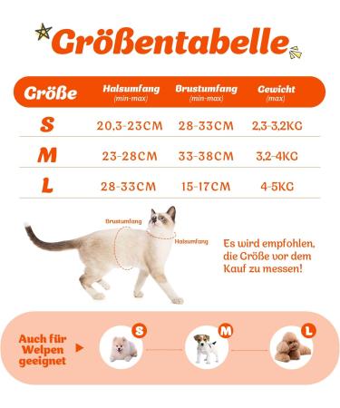 Supet Cat Dishes & Soft Vest with Leash for Kittens & Small Dogs - Orange (S: 26-32 cm) - Buy Online on GoSupps.com