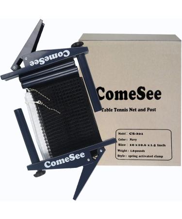 Professional Spring Activated Ping Pong Net Set with Clamp - Navy | Tension Adjustable for Easy Table Tennis Setup - Buy Online on GoSupps.com