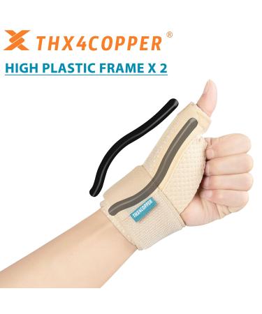 Thx4Copper Adjustable Thumb and Wrist Orthosis - Breathable Stabilizer for Tendinitis & Arthritis Relief - L/XL Beige - Buy Online on GoSupps.com