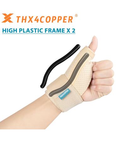 THX4COPPER Thumb & Wrist Stabilizer Splint - Pain Relief for Arthritis Tendonitis & Carpal Tunnel - Breathable & Stable - S/M Beige - Buy Online on GoSupps.com