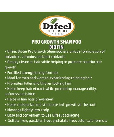 Difeel Pro-Growth Biotin Shampoo 33.8 oz. - Sulfate-Free Shampoo for Thinning Hair and Hair Loss with Biotin for Hair Growth - Buy Online on GoSupps.com