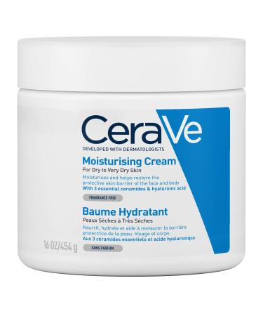 CeraVe Moisturising Cream for Dry to Very Dry Skin 454g with Hyaluronic Acid & 3 Essential Ceramides 454 g