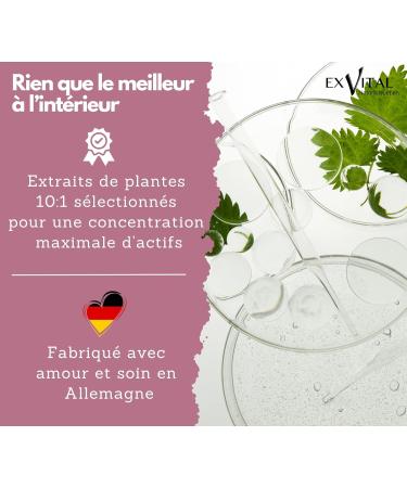 EXVital Biotine Complexe Vitamines pour les cheveux Avec extraits de palmier nain de p pins de courge et de racine d ortie 240 capsules v ganes enrichies en s l nium et zinc test en laboratoire - Buy Online on GoSupps.com