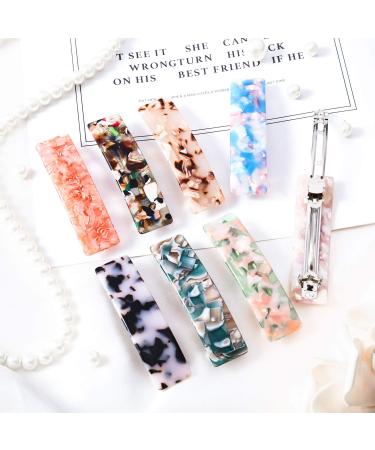 8-Piece Women's Hair Barrettes: Cellulose Acetate Hair Clips - Tortoise Shell French Design - Colorful Patterns - Ideal for Daily Wear - Buy Online on GoSupps.com