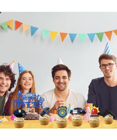 Blue Glitter 1pcs Cake Topper 12pcs Cupcake Topper Pick for Congrats Officer Policeman Theme Decor Supplies Boys Girls 2024 College Graduation Party Decorations - Buy Online on GoSupps.com