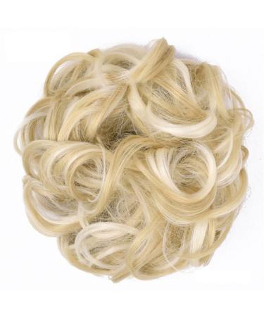 Hair Chignon 1pc Messy Bun Hair Slice Synthetic Curly Hair Bun Ponytail Hair Extensions Elastic Bungee Hair Ties for Daily Wear Messy Bun Hair Piece (Color : 9H19)
