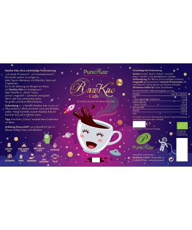 Rawkao Kids Organic Sugar-Free Drinking Chocolate | Superfood Powder with Carob Kakao Yacon Lucuma & Maca - 8g Pack | Pureeraw - Buy Online on GoSupps.com