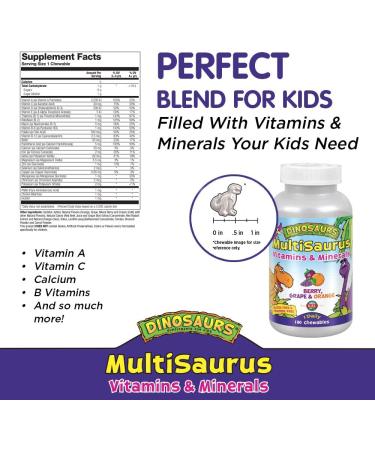 KAL MultiSaurus Vitamins & Minerals - Berry, Grape & Orange Chewables (180 Count) - Buy Online on GoSupps.com