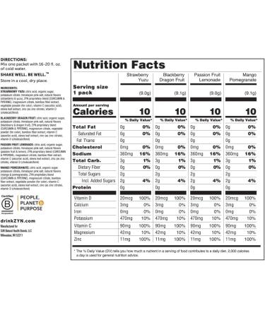 ZYN Electrolyte Powder Hydration Packets with Vitamins, Zinc & Turmeric for Gut Health - 8 Pack - Buy Online on GoSupps.com